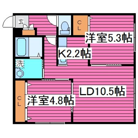 新道東駅 徒歩5分 3階の物件間取画像